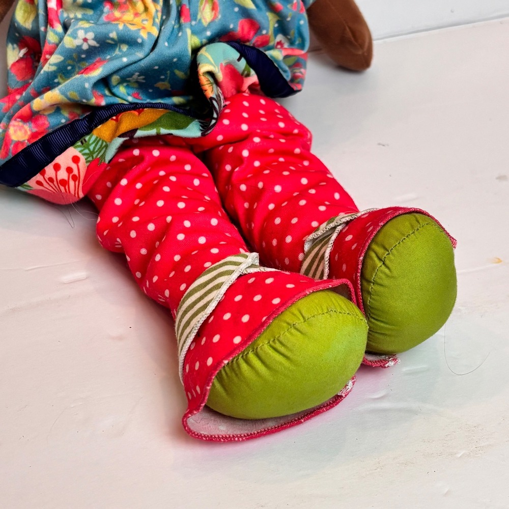 Matilda Jane Girl Doll Fabric Doll Bright Floral Dress Polka Dot Pants - Picture 3 of 6